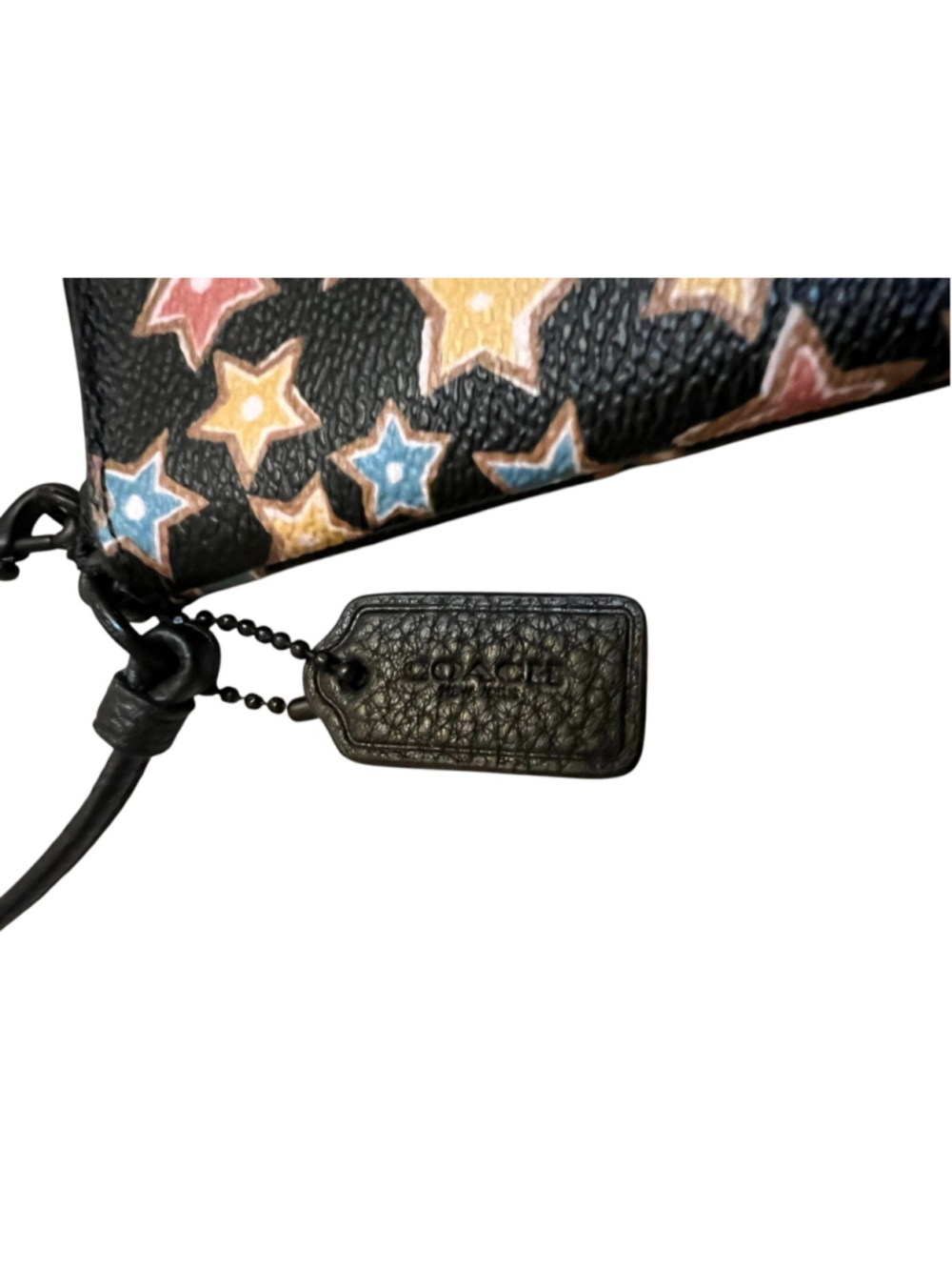 Coach Star Print Corner Zip Small Wristlet Black Colorful Holder 12058 - Picture 3 of 7